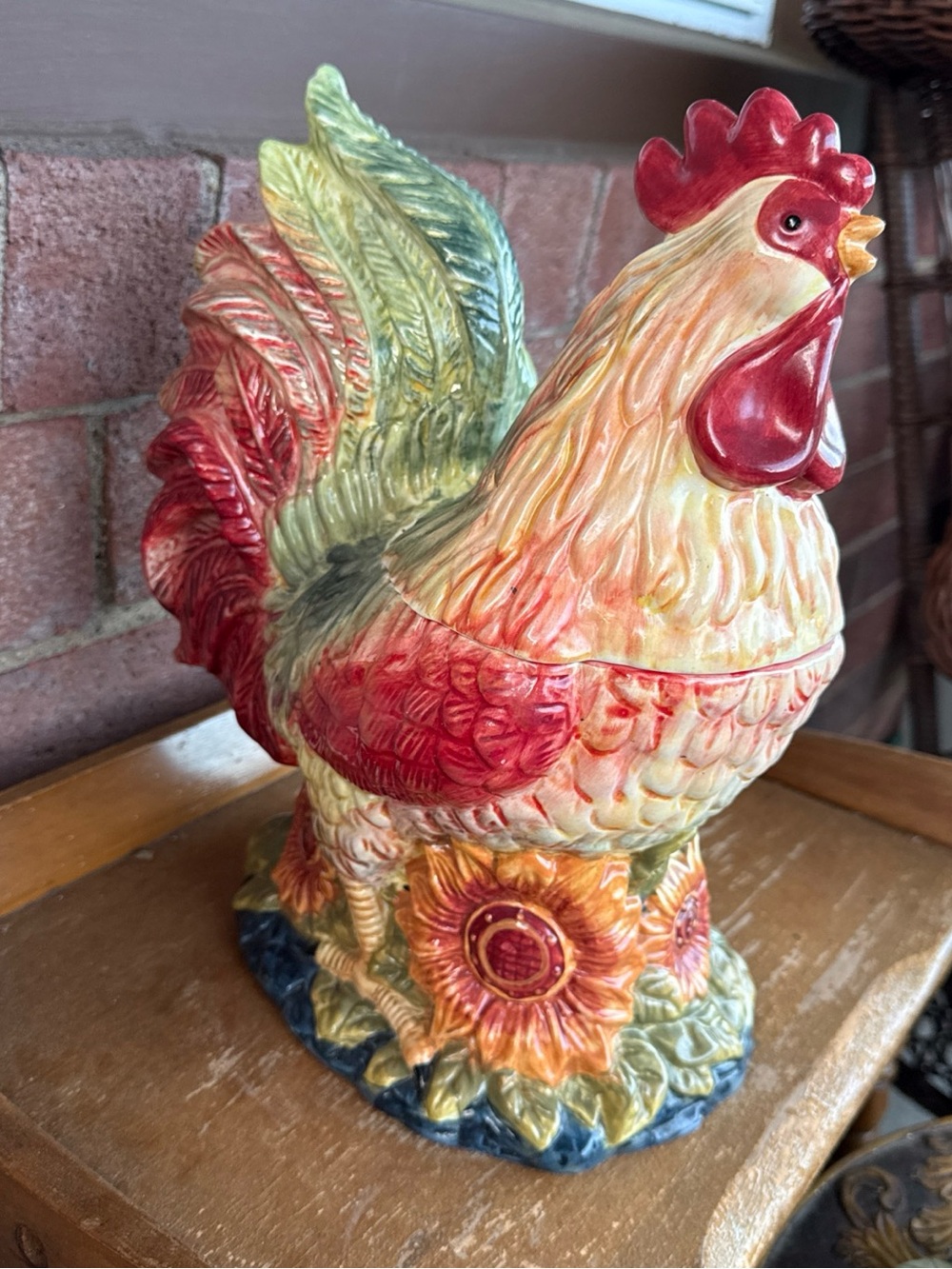 SUSAN WINGET CERTIFIED INTENATIONAL LE ROOSTER CERAMIC  COOKIE JAR sunflower